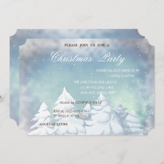 kerstbomen, feestfeest voor bedrijven kaart (Voorkant / Achterkant)