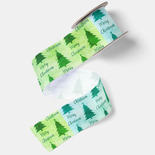Kerstbomen Fel Blauw Groen Satijnen Lint