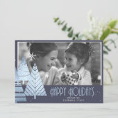 Kerstbomen Foto Sjabloon Blauw ID863 Kaart (Staand voorkant)