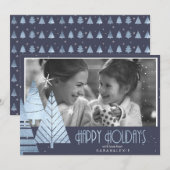 Kerstbomen Foto Sjabloon Blauw ID863 Kaart (Voorkant / Achterkant)