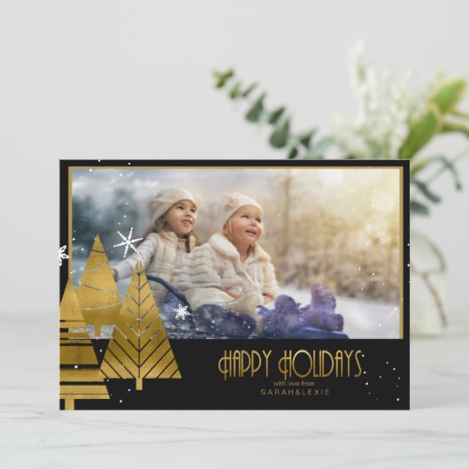 Kerstbomen Foto Sjabloon Gold ID863 Kaart (Staand voorkant)