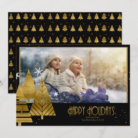 Kerstbomen Foto Sjabloon Gold ID863 Kaart (Voorkant / Achterkant)