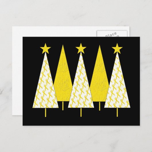 kerstbomen - Geel lint Feestdagenkaart (Voorkant / Achterkant)