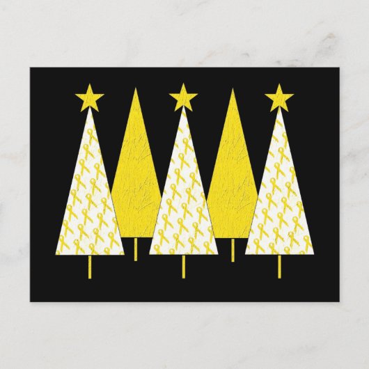 kerstbomen - Geel lint Feestdagenkaart (Voorkant)