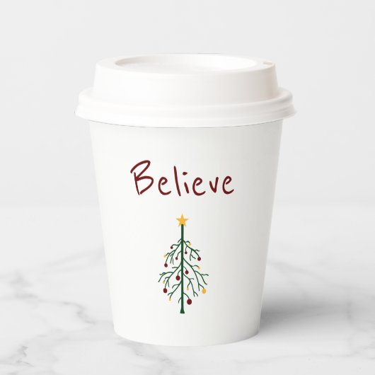kerstbomen geloven in cute Paper Cups Papieren Bekers (Voorkant)