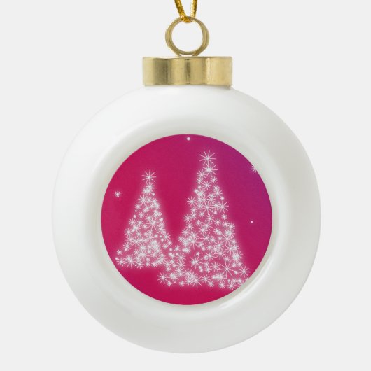 kerstbomen gemaakt van Snowflakes Keramische Bal Ornament (Voorkant)