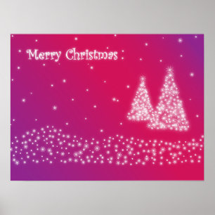 kerstbomen gemaakt van Snowflakes Poster