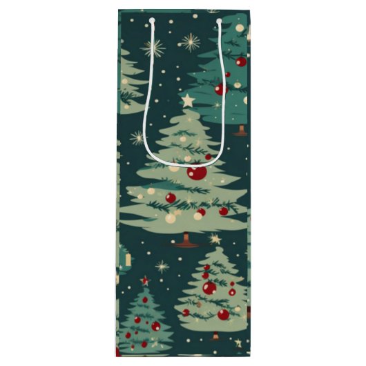 kerstbomen Gift Bag Wijn Cadeautas (Voorkant)