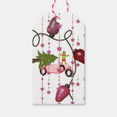 kerstbomen Gift Labels Roze auto Cadeaulabel (Voorkant)
