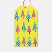 kerstbomen Gift Labels Roze en Blauw Geel Cadeaulabel (Voorkant)
