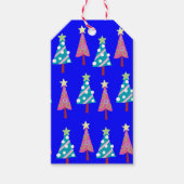 kerstbomen Gift Labels Roze en Blauw Zwart Cadeaulabel (Voorkant)