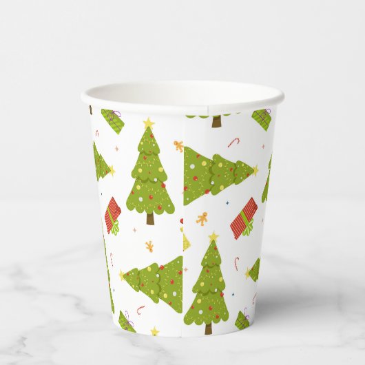 kerstbomen Gifts Modern Whimsical Winter Papieren Bekers (Rechts)
