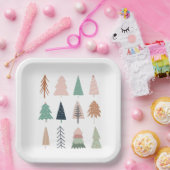 kerstbomen Girly Collage Papieren Bordje (Feest)