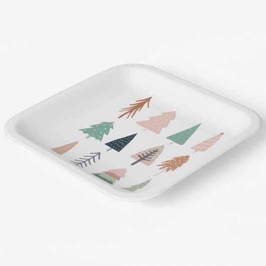 kerstbomen Girly Collage Papieren Bordje (Gebogen)