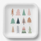kerstbomen Girly Collage Papieren Bordje (Voorkant)