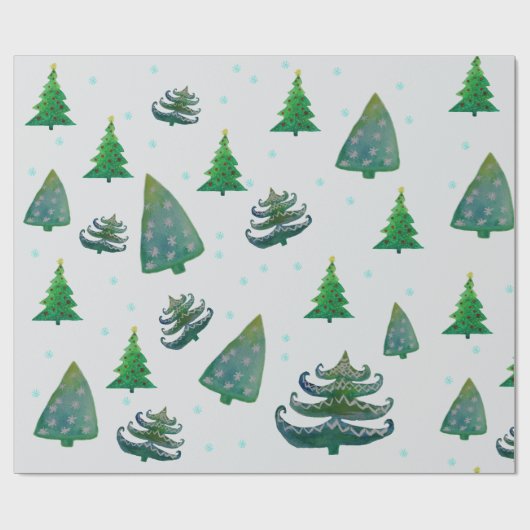 Kerstbomen Glanzend Inpakpapier, 30 in x 6 Cadeaupapier (Vlak)