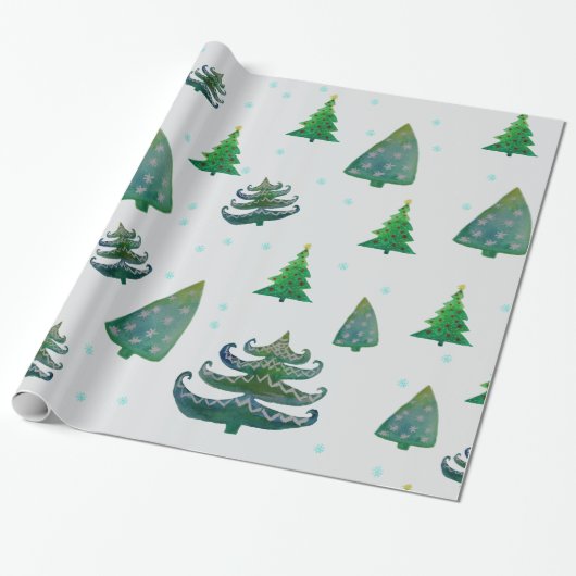 Kerstbomen Glanzend Inpakpapier, 30 in x 6 Cadeaupapier (Uitgerold)