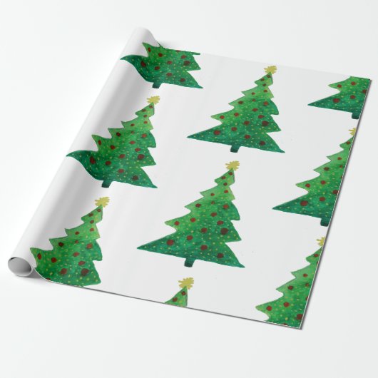 Kerstbomen Glanzend Inpakpapier, 30 in x 6 f Cadeaupapier (Uitgerold)