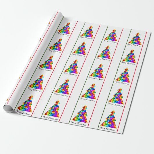 kerstbomen Glitter Patterned Graphic Modern Cadeaupapier (Uitgerold)