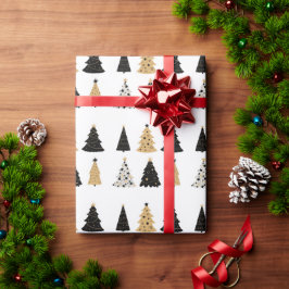 Kerstbomen Gold Black Modern Simple Holiday Cadeaupapier