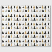 Kerstbomen Gold Black Modern Simple Holiday Cadeaupapier (Vlak)
