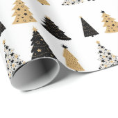 Kerstbomen Gold Black Modern Simple Holiday Cadeaupapier (Rol Hoek)