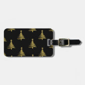 Kerstbomen Gold op zwart Bagagelabel (Voorkant horizontaal)