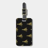 Kerstbomen Gold op zwart Bagagelabel (Voorkant verticaal)