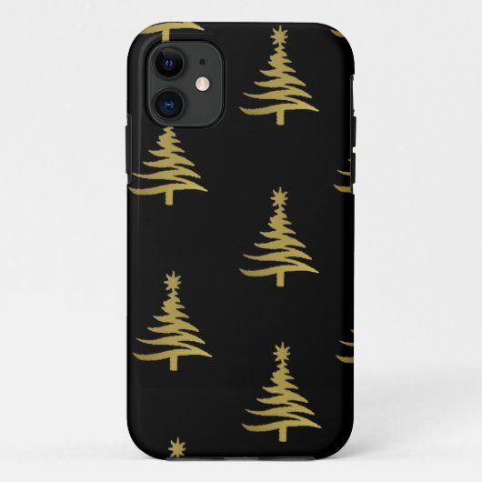 Kerstbomen Gold op zwart Case-Mate iPhone Case (Achterkant)