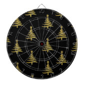 Kerstbomen Gold op zwart Dartbord (Voorkant)