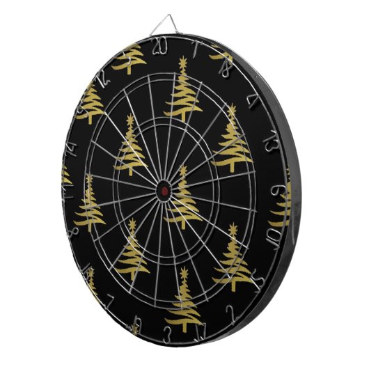 Kerstbomen Gold op zwart Dartbord (Voorkant Rechts)