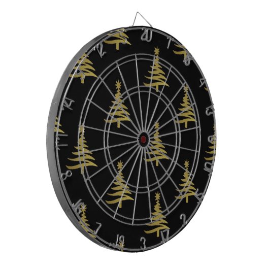 Kerstbomen Gold op zwart Dartbord (Voorkant Links)
