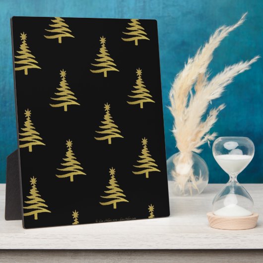 Kerstbomen Gold op zwart Fotoplaat (Zijkant)