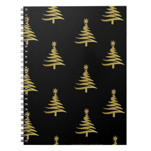 Kerstbomen Gold op zwart Notitieboek (Voorkant)