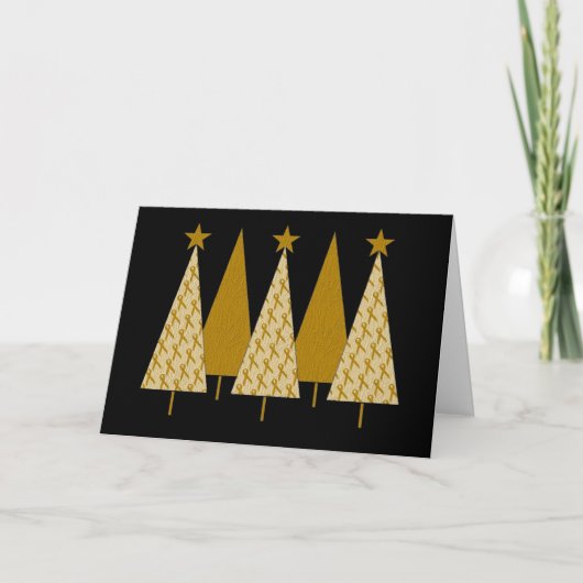 kerstbomen - Goud lint Feestdagen Kaart (Voorkant)