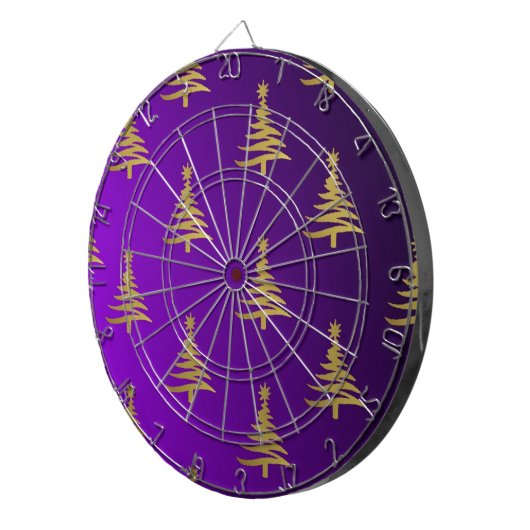 kerstbomen goud op Paars Dartbord (Voorkant Rechts)