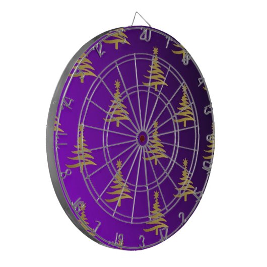 kerstbomen goud op Paars Dartbord (Voorkant Links)