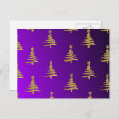 kerstbomen goud op Paars Feestdagenkaart (Voorkant / Achterkant)