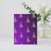 kerstbomen goud op Paars Feestdagenkaart (Staand voorkant)