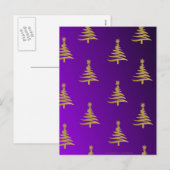 kerstbomen goud op Paars Feestdagenkaart (Voorkant / Achterkant)