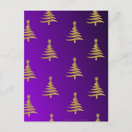 kerstbomen goud op Paars Feestdagenkaart (Voorkant)