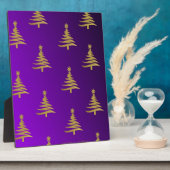 kerstbomen goud op Paars Fotoplaat (Zijkant)