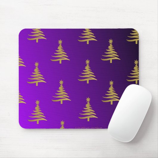 kerstbomen goud op Paars Muismat (Met muis)