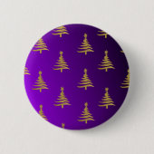kerstbomen goud op Paars Ronde Button 5,7 Cm (Voorkant)