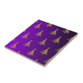 kerstbomen goud op Paars Tegeltje (Zijkant)