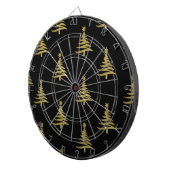 Kerstbomen Goud op Zwart Dartbord (Voorkant Rechts)