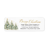 Kerstbomen Goud Schrift Retouradres Label (Voorkant)