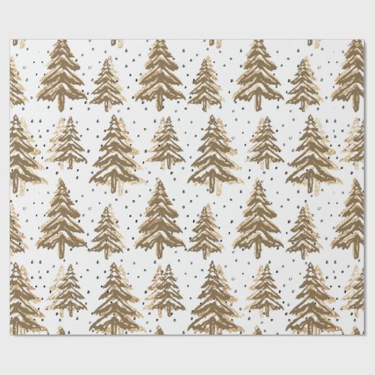 Kerstbomen Goud Vakantie Wrapping Papier (Vlak)