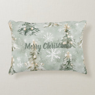 Kerstbomen Gouden Bogen Sneeuwvlokken Accent Kussen