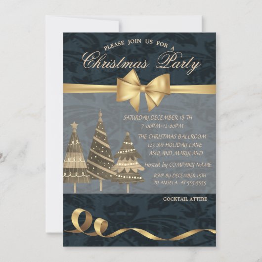 kerstbomen, gouden bonen, kerstfeest kaart (Voorkant)